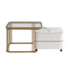 Coffee Table Square Nest of Tables Side Table with Drawers Storage & Glass Top