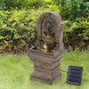 Solar Water Feature LED Light Outdoor Garden Fountain Cascading Waterfall Statue