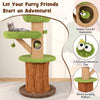 148 cm Tall Cat Tower Mushroom Cat Tree w/ 2 Condos & Plush Perch-Green