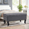 Rectangle Large Ottoman Shoe Bench Tufted Linen Fabric Seat Chesterfield Stools