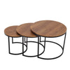 Nest of 2/3 Coffee Tables Nesting Round Table Retro/White Marble Effect Wood Set