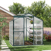 Walk-In Greenhouse 6x6ft Polycarbonate With Base Aluminium Frame Sliding Door