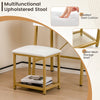Vanity Table and Stool Set Small Ladder Makeup Dressing Desk with shelves