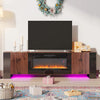 70inch Living Room TV Stand With 36in Electric Fireplace Fire Stove Unit Cabinet