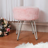Fluffy Round Dressing Stool Makeup Chair Footstool Footrest Ottoman Hairpin legs