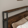 Bed Frame Double Storage Headboard 4 Drawer Platform Metal Wood Rustic Brown