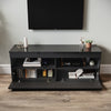 High Gloss Black TV Stand Cabinet Unit 2 Door Sideboard with LED Lights 120cm