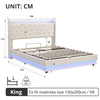 5ft King Size Ottoman Storage Bed Frame Upholstered Headboard LED & USB Charging