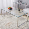 Modern Coffee Table Side Rectangle Table Tempered Clear Glass Table Metal Frame