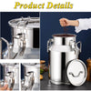 28L Stainless Steel Milk Can Tank Barrel Milk Canister Wine Pail with Sealed Lid