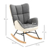 Nursery Rocking Chair w/ Steel and Wood Legs for Living Room Grey and