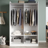 Bedroom 2 Sliding Door Wardrobe Matt White Storage Cupboard with 2 Hanging Rails