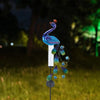 Outdoor Solar Peacock Stake Light with Rain Gauge Art Iron LED Pathway Lawn Lamp