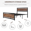 Rustic Style Double Bed Frame with Headboard & Footboard and Underbed Storage Sp