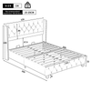 Upholstered Bed Frame 5ft King Bed with Button Tufted Headboard & Wing Side Grey