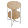Small Round Coffee Table End Side Table Bedside Stand with Shelf Metal Frame New