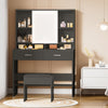 LED Dressing Table with 2 Drawers and 4 Open Shelves Vanity Table Black