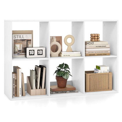 6-Cube Bookshelf Modern Cubby Bookcase with Back Guardrail & Anti-tipping Kits