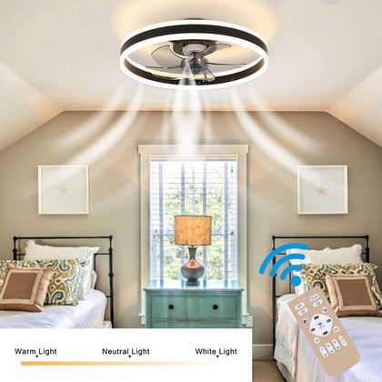 20inch Ceiling Fan with Light Dimmable Lamps APP Remote Control Timer Chandelier