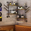 Industrial Pipe Shelf Wine Rack Wall Mounted Wine Shelf Steam Punk Pipe Organize