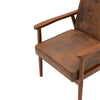 Distressed Tan Leather Upholstered Armchair Accent Chair Solid Wooden Frame Sofa