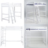 White Loft Bunkbed Single Solid Pine Wooden High Sleeper Bunk Bed Frame & Stair