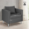 Upholstered Single Sofa Chair Grey PU Leather Leisure Single Armchair w/Pillow