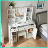 Bedroom Vanity Set Dressing Table Makeup Desk with Mirror 3-Drawer Stool Cabinet