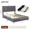 Double Bed Upholstered Storage Bed Frame With LED Light, 4 Drawers and Headboard