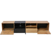 Modern TV Stand with 2 Doors & 2 Drawers - Black & Wood Media Unit, 190x38x48cm