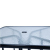 Outdoor Dining Table Garden Patio Tempered Glass Top Metal Legs Bistro Furniture