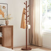 Wooden Coat Rack Freestanding Tree Stand Heavy Duty Coat Hanger Stand w/8 Hooks