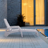 Resin Reclining Sun Loungers 5 Positions Adjustable Foldable Chair with Wheels