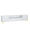 200cm TV Unit – Fluted Fronts, 2 Doors, Drawer, Gold Legs & Handles, Modern Luxe