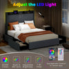 Double Size 4FT6 Bed Frame Upholstered Platform Bed with LED Lights