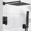 Black Thermostatic Shower Mixer Square Bathroom Concealed Twin Head Valve Set