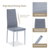 4pcs High Back Grey Faux Leather Dining Chairs Padded Seat Dining Room Kitchen