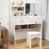 Dressing Table with Mirror and Chair Vanity Table with 3 Drawers and Shelves Ljn