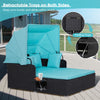 Outdoor Hand-Woven PE Wicker Daybed Sun Lounger Patio Loveseat Sofa Set w/Canopy