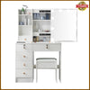 Makeup Desk Vanity Stool Dressing Table with 10 LED Lights Sliding Mirror Set