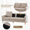 Modern L-Shaped Corner Sofa with Footstool Fabric 2 3 Seater Sofa Couch Beige
