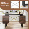 Computer Desk Home Office Desk with Floating Desktop & Dual Drawers Rustic Brown