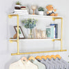 116cm Gold Metal Clothes Bar Rack Pipe Wall Garment Hanging Storage Rail Shelves