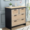 Rattan Wooden Chest of 4Drawers Storage Cabinet Kitchen Tableware Tidy Sideboard