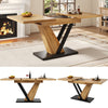Extendable Dining Table Kitchen Table with MDF Top, Metal Legs 120-160x75x75.5cm