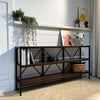 Extra Long Console Table Vintage Wooden 3 Tier Side Desk Bookcase Display Shelf