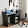 Modern Study Writing Desk w/ Pull-Out Keyboard Tray-Black