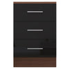 3 Drawer Bedside - Black Gloss Fronts & Matt Walnut Carcass REFLECT
