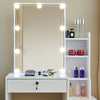 White Dressing Table with Sliding Mirror Make-up Vanity with Drawers LED Lights
