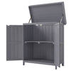 Wooden Garden Shed Double Door Tool Storage House, 74x43x88cm, Grey